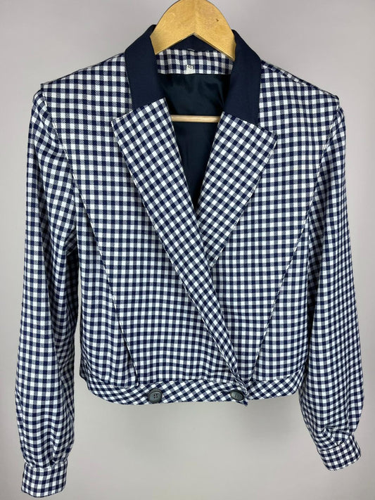 Giacca corta vintage donna vichy blu/bianco anni ’90