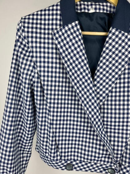 Giacca corta vintage donna vichy blu/bianco anni ’90