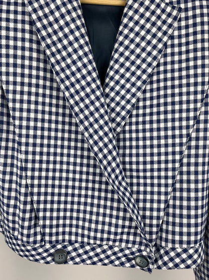 Giacca corta vintage donna vichy blu/bianco anni ’90