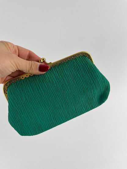 Pochette Vintage Verde Smeraldo Plissé – Anni '60