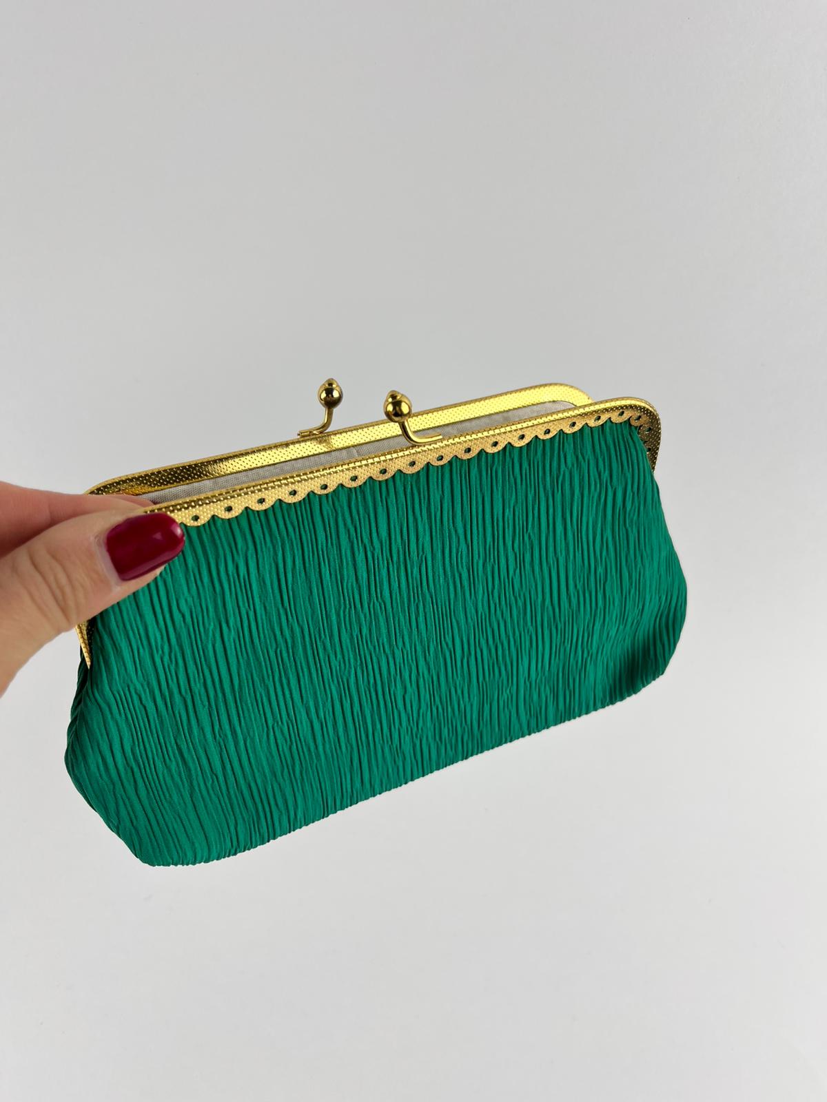 Pochette Vintage Verde Smeraldo Plissé – Anni '60