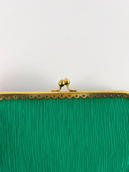 Pochette Vintage Verde Smeraldo Plissé – Anni '60