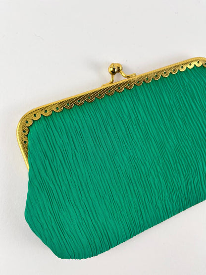 Pochette Vintage Verde Smeraldo Plissé – Anni '60