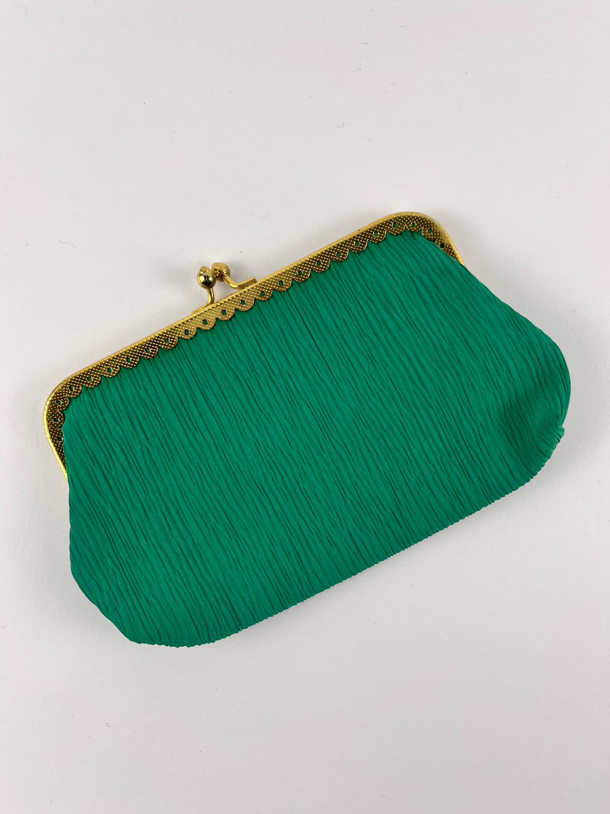 Pochette Vintage Verde Smeraldo Plissé – Anni '60