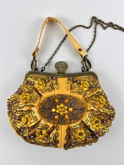 Borsetta Vintage Gioiello Oro con Perline e Paillettes – Anni '70