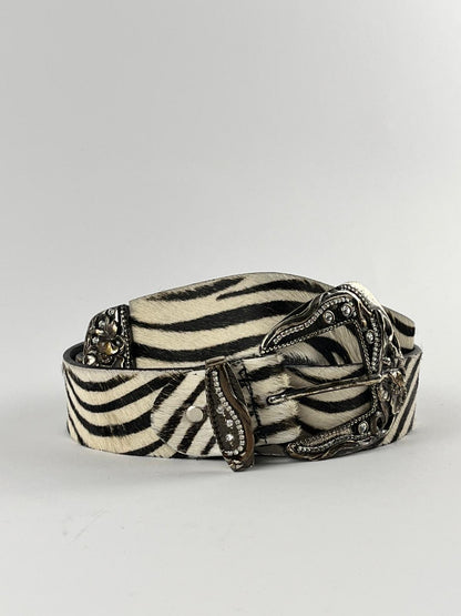 Cintura Vintage in Vera Pelle e Fibbia con Strass | Made in Italy