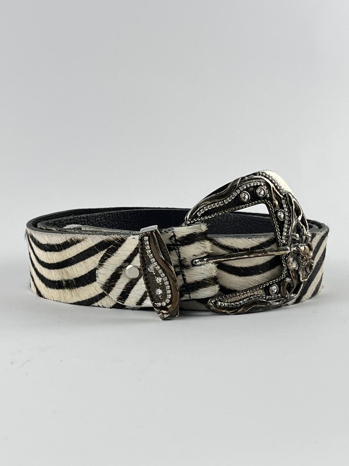 Cintura Vintage in Vera Pelle e Fibbia con Strass | Made in Italy