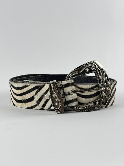 Cintura Vintage in Vera Pelle e Fibbia con Strass | Made in Italy