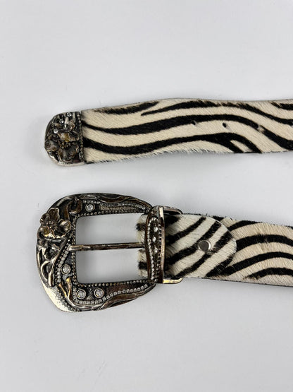 Cintura Vintage in Vera Pelle e Fibbia con Strass | Made in Italy