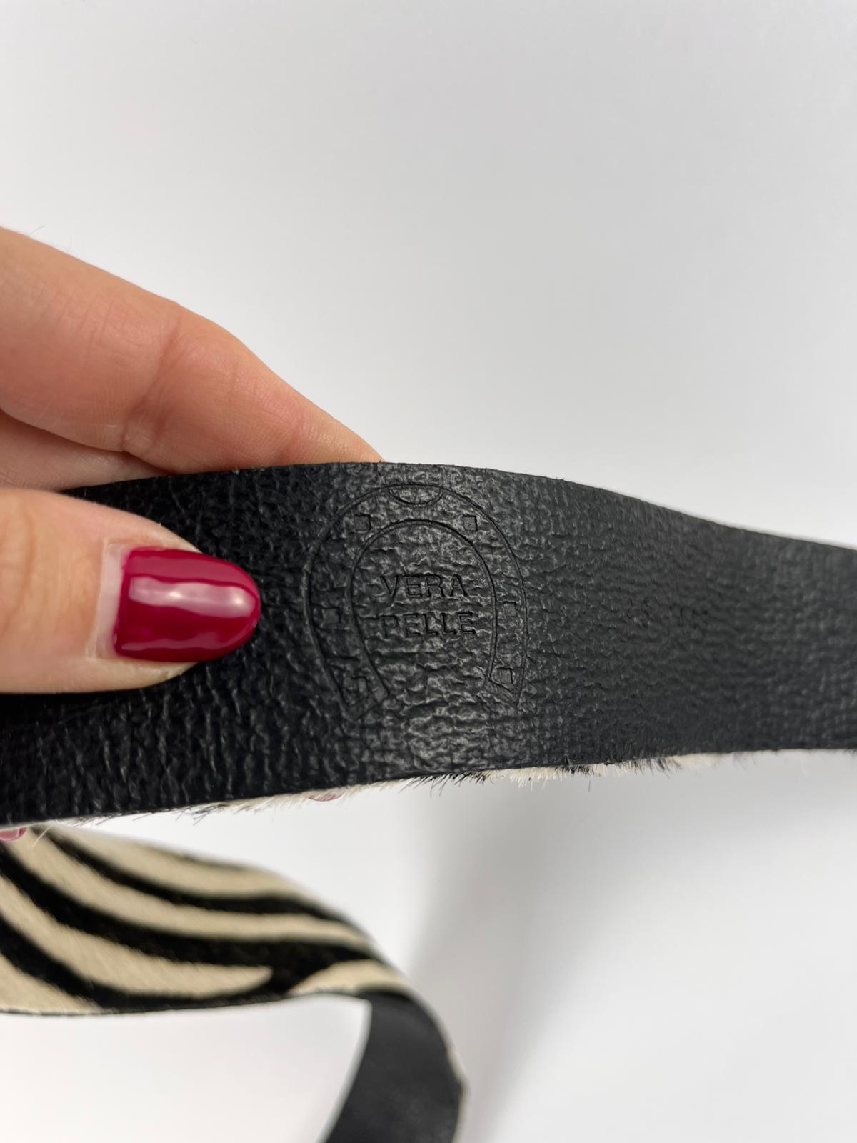Cintura Vintage in Vera Pelle e Fibbia con Strass | Made in Italy