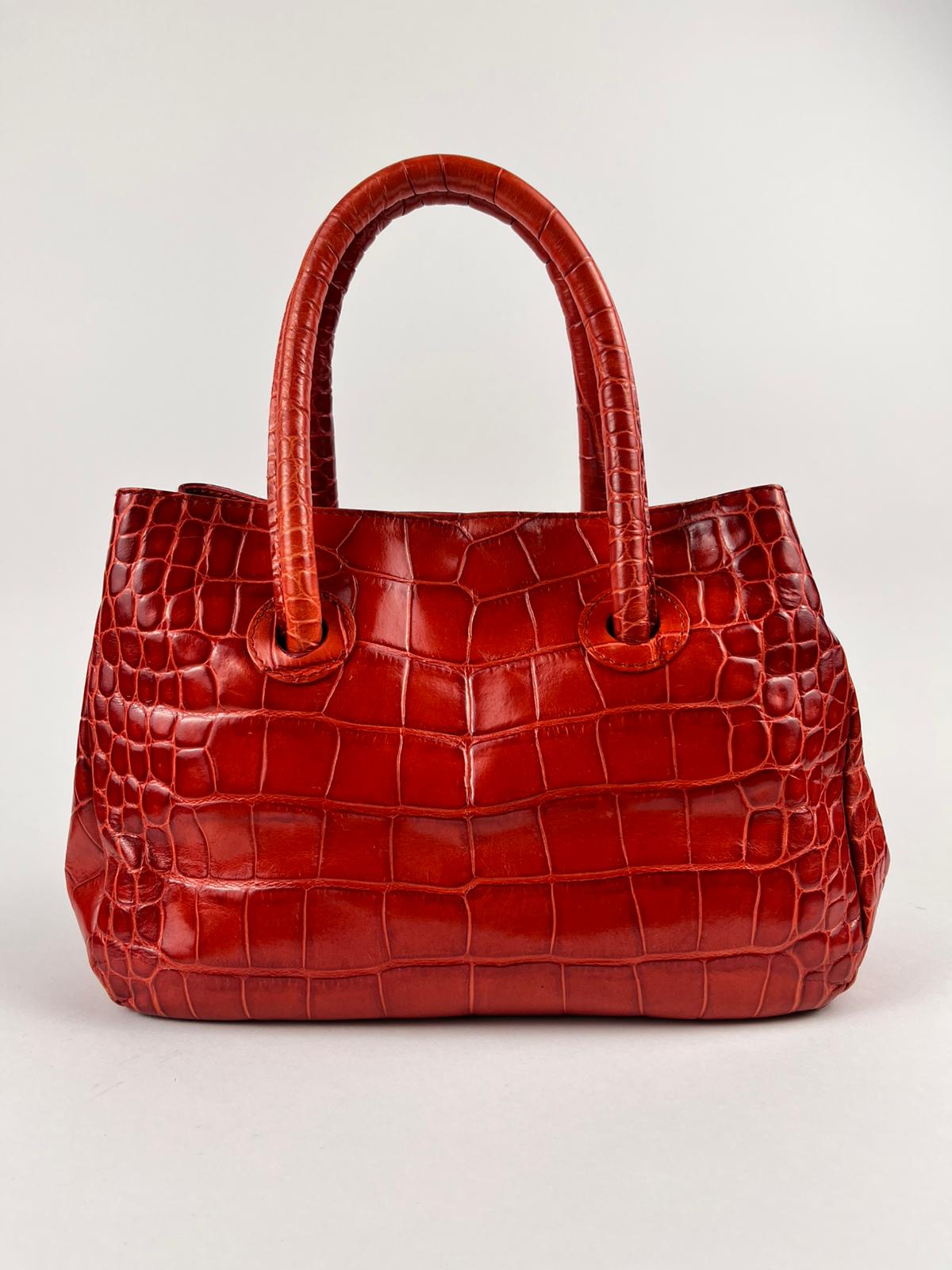 Borsa Furla Vintage in Vera Pelle Rossa Effetto Cocco Made in Italy Anni 90/00