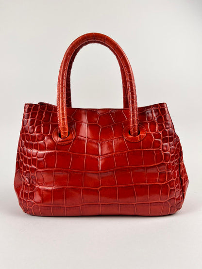 Borsa Furla Vintage in Vera Pelle Rossa Effetto Cocco Made in Italy Anni 90/00