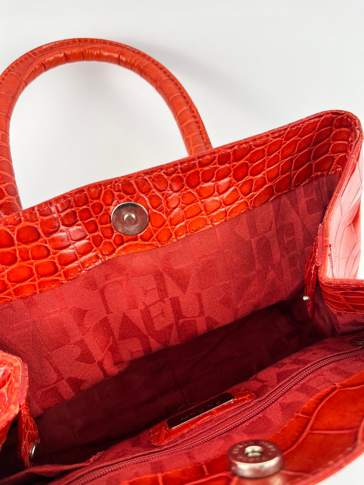 Borsa Furla Vintage in Vera Pelle Rossa Effetto Cocco Made in Italy Anni 90/00