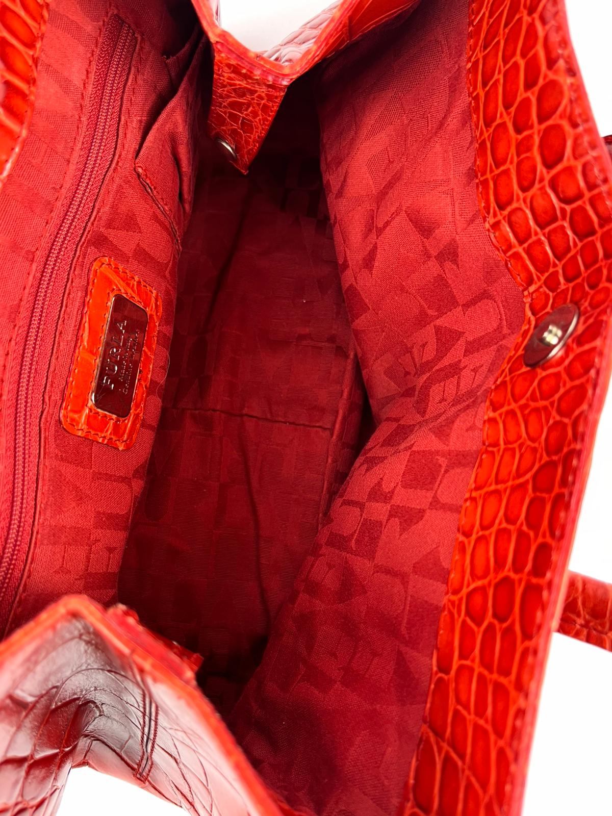 Borsa Furla Vintage in Vera Pelle Rossa Effetto Cocco Made in Italy Anni 90/00