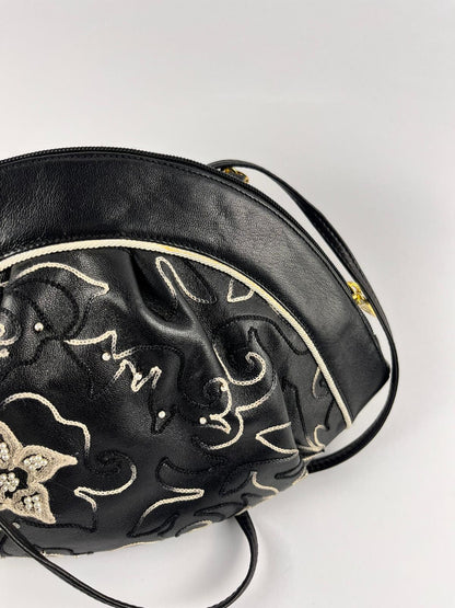Borsa a Tracolla Vintage Silvano Biagini – Anni '80 - Vera Pelle e Ricami Artigianali
