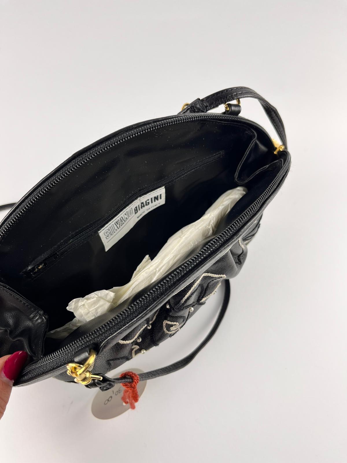 Borsa a Tracolla Vintage Silvano Biagini – Anni '80 - Vera Pelle e Ricami Artigianali