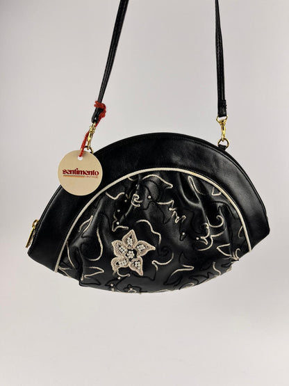 Borsa a Tracolla Vintage Silvano Biagini – Anni '80 - Vera Pelle e Ricami Artigianali