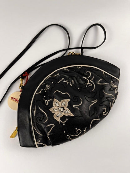 Borsa a Tracolla Vintage Silvano Biagini – Anni '80 - Vera Pelle e Ricami Artigianali