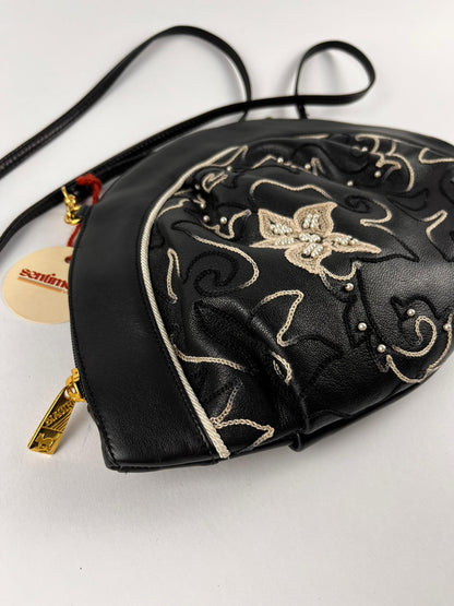 Borsa a Tracolla Vintage Silvano Biagini – Anni '80 - Vera Pelle e Ricami Artigianali