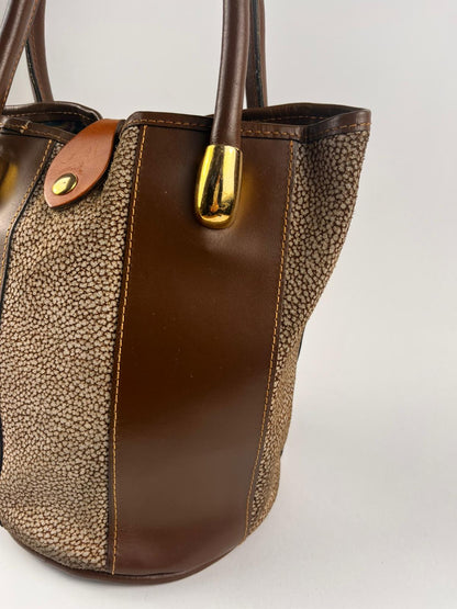 Borsa secchiello vintage Don Giaky in vera pelle marrone – Made in Italy anni ’80