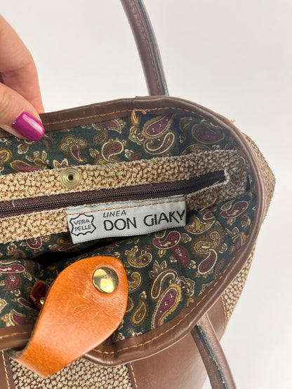 Borsa secchiello vintage Don Giaky in vera pelle marrone – Made in Italy anni ’80