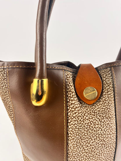 Borsa secchiello vintage Don Giaky in vera pelle marrone – Made in Italy anni ’80