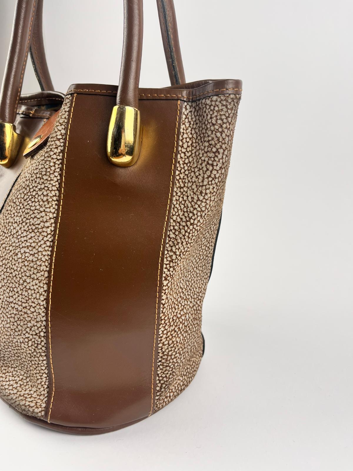 Borsa secchiello vintage Don Giaky in vera pelle marrone – Made in Italy anni ’80