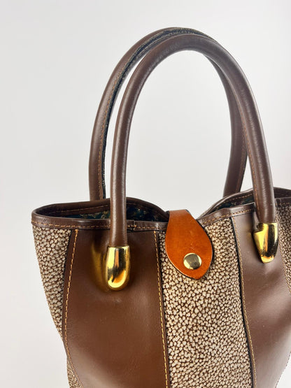 Borsa secchiello vintage Don Giaky in vera pelle marrone – Made in Italy anni ’80