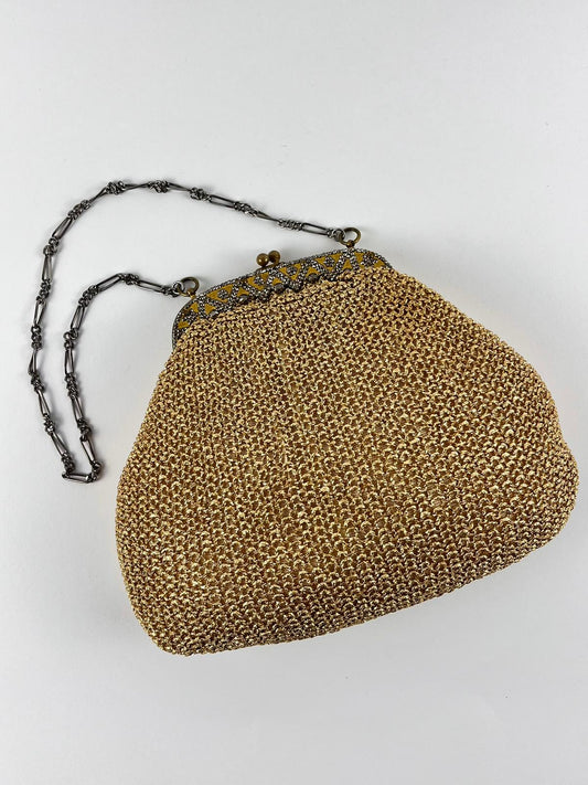 Borsetta vintage da sera "Violy" Firenze in maglia lamé oro – anni ’50