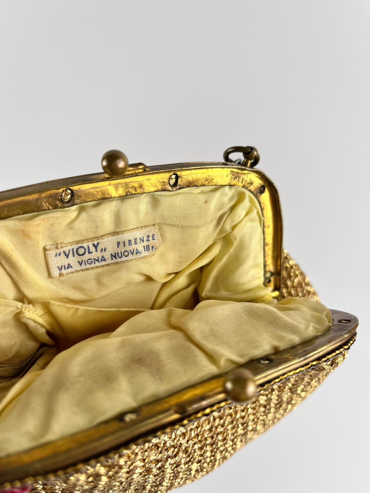 Borsetta vintage da sera "Violy" Firenze in maglia lamé oro – anni ’50