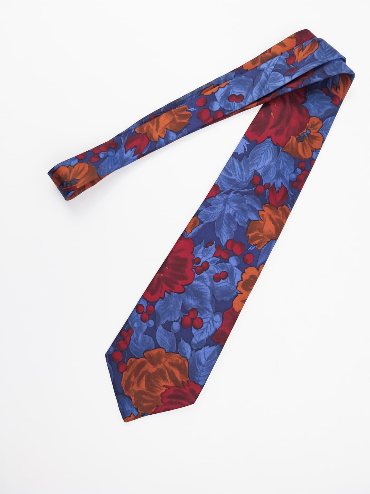 Cravatta Vintage Seta -  Fantasia Floreale Blu