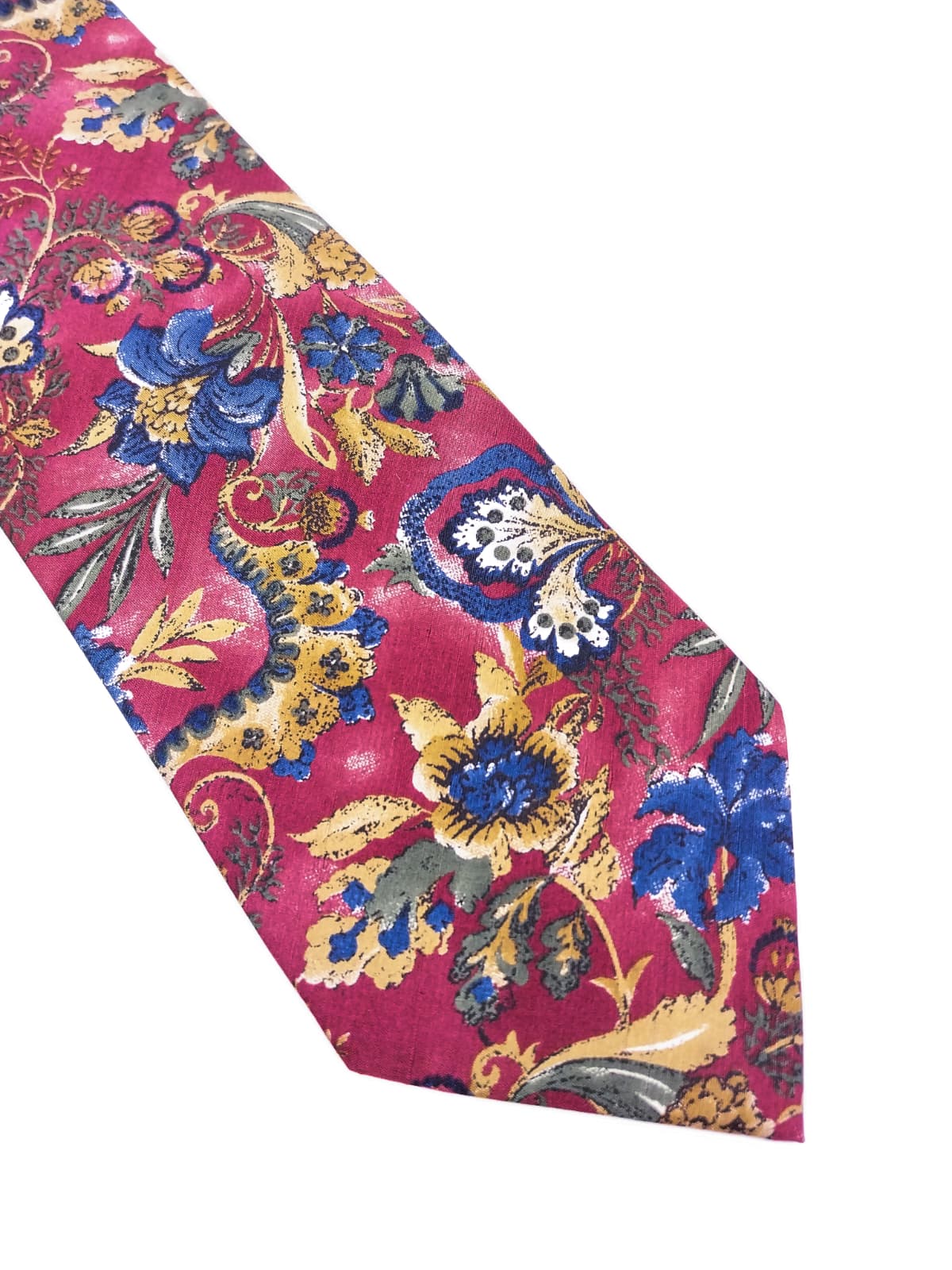 Cravatta Vintage Pura Seta - Fantasia Floreale Amaranto
