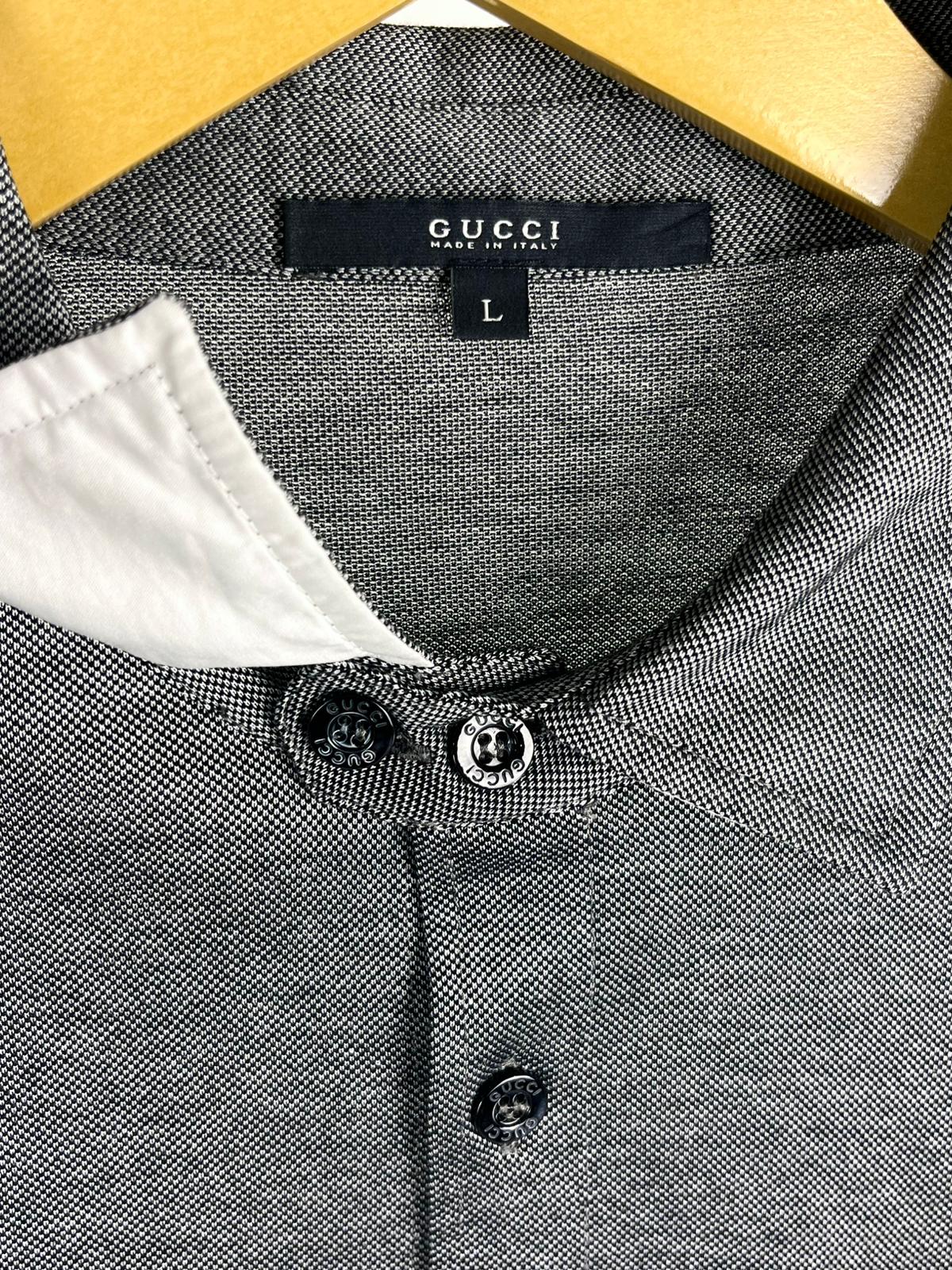 Camicia vintage Gucci in jersey grigio con logo – anni 2000