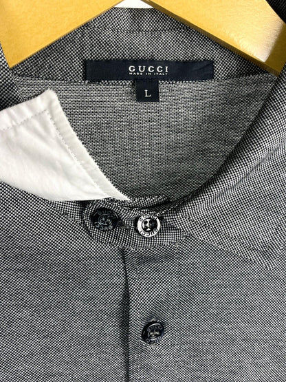 Camicia vintage Gucci in jersey grigio con logo – anni 2000