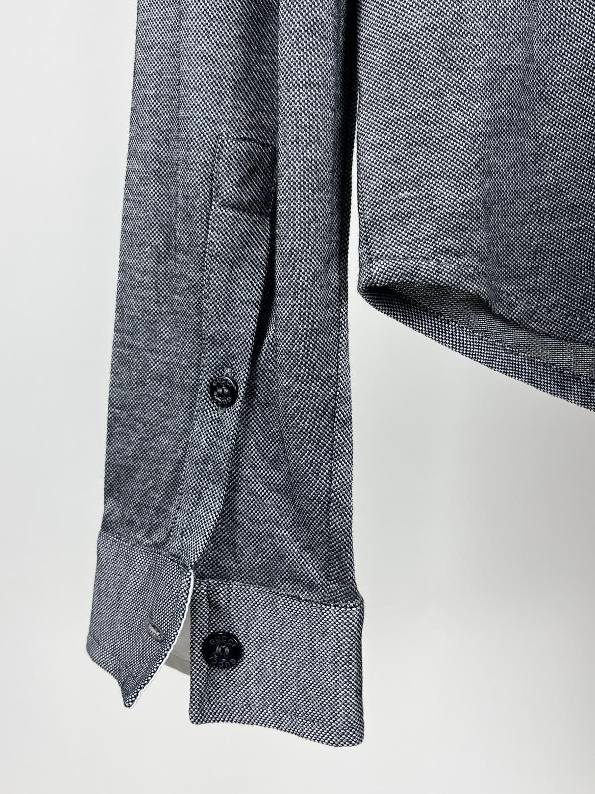 Camicia vintage Gucci in jersey grigio con logo – anni 2000
