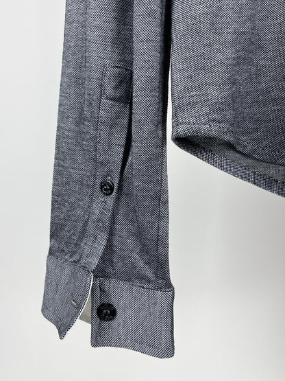 Camicia vintage Gucci in jersey grigio con logo – anni 2000