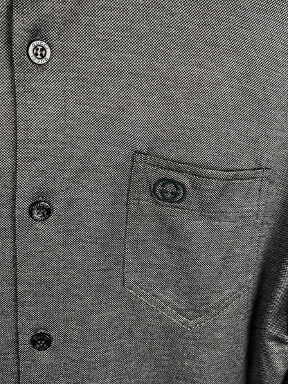 Camicia vintage Gucci in jersey grigio con logo – anni 2000