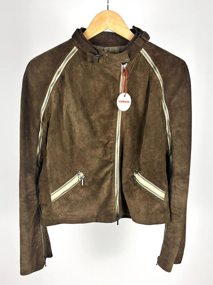 Giacca Vintage in Vera Pelle Verde/Marrone “Stephen” Stile Biker – Anni 2000