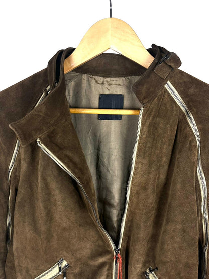 Giacca Vintage in Vera Pelle Verde/Marrone “Stephen” Stile Biker – Anni 2000