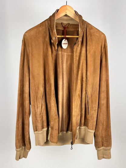 Giacca in pelle scamosciata Stewart – anni ’90 | Suede bomber color cammello