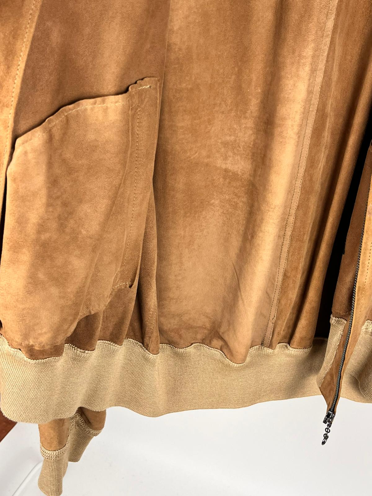 Giacca in pelle scamosciata Stewart – anni ’90 | Suede bomber color cammello
