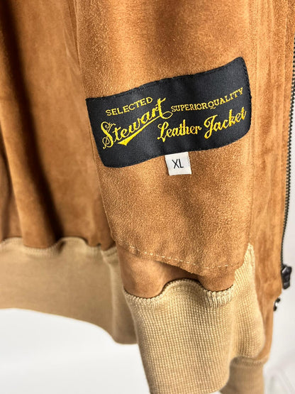 Giacca in pelle scamosciata Stewart – anni ’90 | Suede bomber color cammello