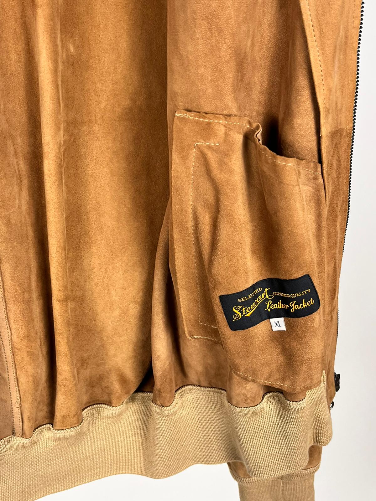 Giacca in pelle scamosciata Stewart – anni ’90 | Suede bomber color cammello