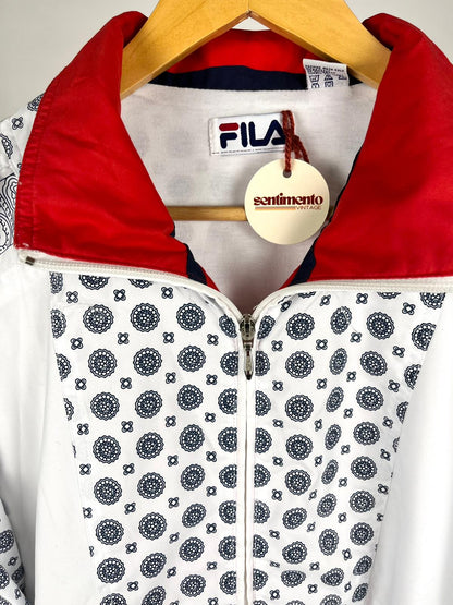 Giacca sportiva vintage Fila anni ’90 fantasia bandana bianco/rosso