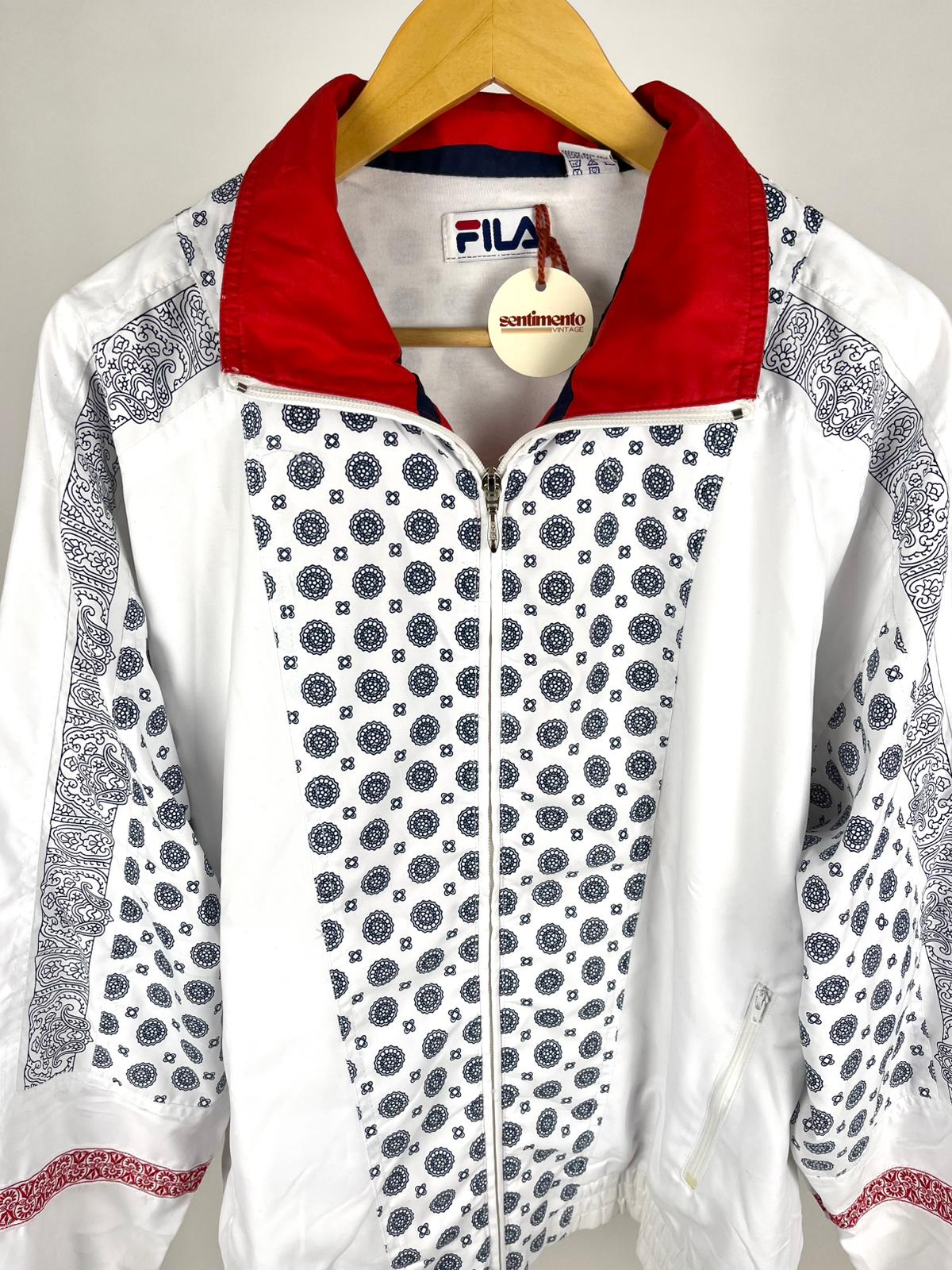 Giacca sportiva vintage Fila anni ’90 fantasia bandana bianco/rosso