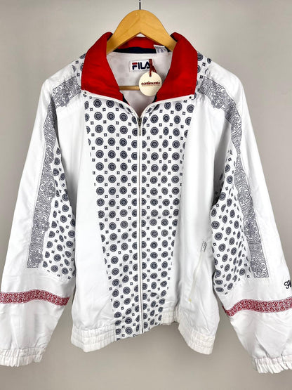 Giacca sportiva vintage Fila anni ’90 fantasia bandana bianco/rosso