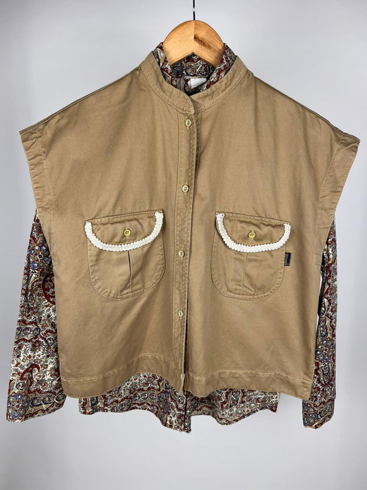 Gilet vintage in cotone beige minimal – anni ’90