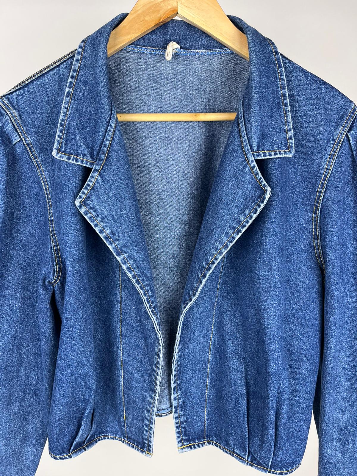 Giacca denim vintage crop anni ’90 stile blazer