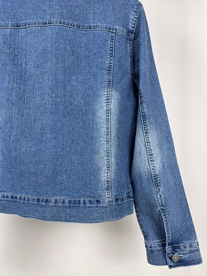 Giacca denim chiaro vintage con ricami e brillantini anni 2000