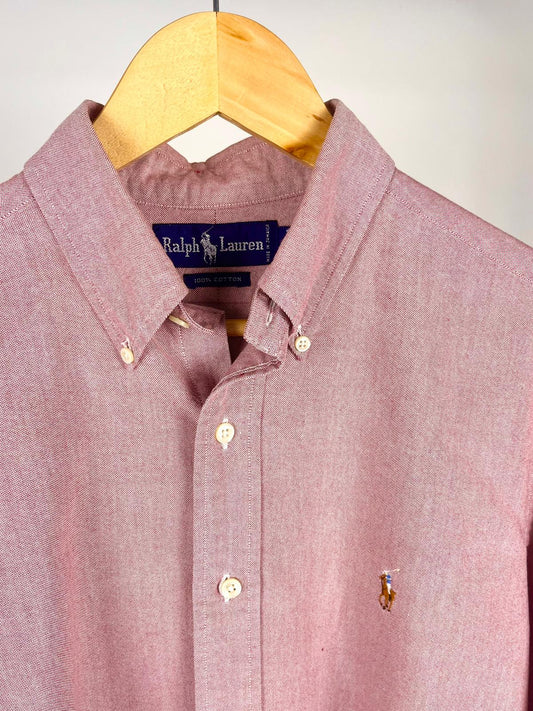 Camicia Ralph Lauren Vintage Rosa Melange Cotone Button-Down | Taglia L/XL